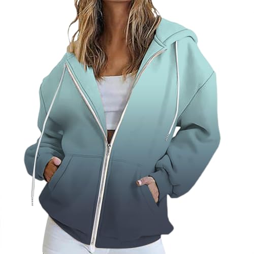 Damen Sweatiacke Hoodie Sweatshirtjacke Oberteile Strickjacke Kapuzenpullover Full Zip Hoodie Kapuzenjacke Mädchen Langarm Casual Sweatshirt jacke 2025 Kapuzeniacke Herbst Winter Lang Sweatshirt von Generisch