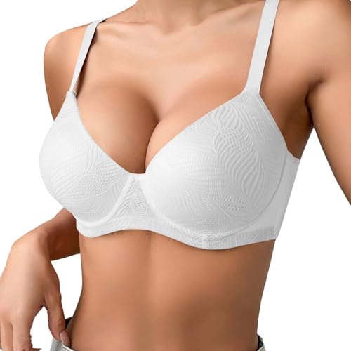 Damen T-Shirt BH mit Bügel Große Größe Push Up Gepolstert Bralette Atmungsaktiv Bequemer Softschalen BHS Dünn Schlaf-BH Klassische Top Verstellbarer Schultergurt von Generisch