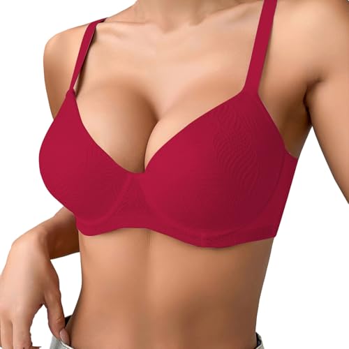 Damen T-Shirt BH mit Bügel Große Größe Push Up Gepolstert Bralette Atmungsaktiv Bequemer Softschalen BHS Dünn Schlaf-BH Klassische Top Verstellbarer Schultergurt von Generisch