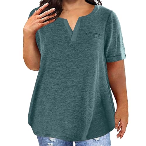 Damen T-Shirt Baumwolle Große Größe Atmungsaktiv Bequem Tshirt Mit Taschen Sommer Volltonfarbe Lockere Lässig Sport T Shirt V-Ausschnitt Kurzarm Basic Oberteil Weiß Sommershirts Tops Für Frauen Damen T-Shirt Baumwolle Große Größe Atmungsaktiv Bequem Tshirt Mit Taschen Sommer Volltonfarbe Lockere Lässig Sport T Shirt V-Ausschnitt Kurzarm Basic Oberteil Weiß Sommershirts Tops Für Frauen von Generisch
