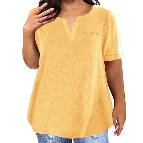Damen T-Shirt Baumwolle Große Größe Atmungsaktiv Bequem Tshirt Mit Taschen Sommer Volltonfarbe Lockere Lässig Sport T Shirt V-Ausschnitt Kurzarm Basic Oberteil Weiß Sommershirts Tops Für Frauen Damen T-Shirt Baumwolle Große Größe Atmungsaktiv Bequem Tshirt Mit Taschen Sommer Volltonfarbe Lockere Lässig Sport T Shirt V-Ausschnitt Kurzarm Basic Oberteil Weiß Sommershirts Tops Für Frauen von Generisch
