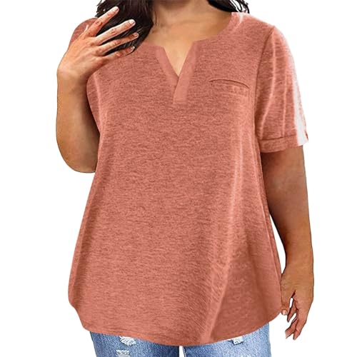 Damen T-Shirt Baumwolle Große Größe Atmungsaktiv Bequem Tshirt Mit Taschen Sommer Volltonfarbe Lockere Lässig Sport T Shirt V-Ausschnitt Kurzarm Basic Oberteil Weiß Sommershirts Tops Für Frauen Damen T-Shirt Baumwolle Große Größe Atmungsaktiv Bequem Tshirt Mit Taschen Sommer Volltonfarbe Lockere Lässig Sport T Shirt V-Ausschnitt Kurzarm Basic Oberteil Weiß Sommershirts Tops Für Frauen von Generisch