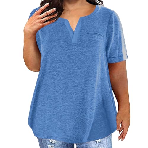 Damen T-Shirt Baumwolle Große Größe Atmungsaktiv Bequem Tshirt Mit Taschen Sommer Volltonfarbe Lockere Lässig Sport T Shirt V-Ausschnitt Kurzarm Basic Oberteil Weiß Sommershirts Tops Für Frauen Damen T-Shirt Baumwolle Große Größe Atmungsaktiv Bequem Tshirt Mit Taschen Sommer Volltonfarbe Lockere Lässig Sport T Shirt V-Ausschnitt Kurzarm Basic Oberteil Weiß Sommershirts Tops Für Frauen von Generisch