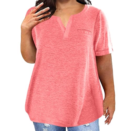 Damen T-Shirt Baumwolle Große Größe Atmungsaktiv Bequem Tshirt Mit Taschen Sommer Volltonfarbe Lockere Lässig Sport T Shirt V-Ausschnitt Kurzarm Basic Oberteil Weiß Sommershirts Tops Für Frauen Damen T-Shirt Baumwolle Große Größe Atmungsaktiv Bequem Tshirt Mit Taschen Sommer Volltonfarbe Lockere Lässig Sport T Shirt V-Ausschnitt Kurzarm Basic Oberteil Weiß Sommershirts Tops Für Frauen von Generisch