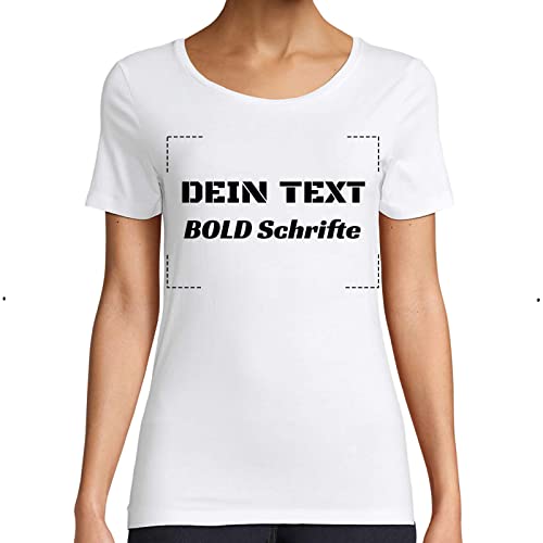 Damen T-Shirt Bedrucken, Sol's Baumwoll Basic Shirt, Kurzarm weiß, selbst gestalten mit deinem Spruch, Bold Schrifte von Generisch