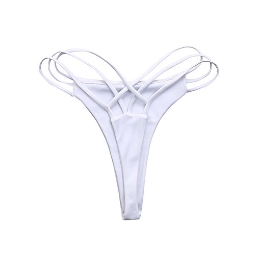 Damen Tanga Bikinihose Brazilian Style Muster String Bikini Hotpants High Waist Sexy Bauchweg Tanga Bikini Slip Strandbikinis(Weiß, XL) von Generisch