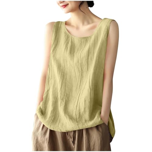 Damen Tank Top Elegant Sommer Mode Bluse Oberteil Lässig Tshirt Musselin Leinenbluse Baumwolle Ärmellos T-Shirt Leinenshirt Bequem Atmungsaktiv Sexy Tops Urlaub Strand Leinenhemd Blusenshirt Tanktop Damen Tank Top Elegant Sommer Mode Bluse Oberteil Lässig Tshirt Musselin Leinenbluse Baumwolle Ärmellos T-Shirt Leinenshirt Bequem Atmungsaktiv Sexy Tops Urlaub Strand Leinenhemd Blusenshirt Tanktop von Generisch