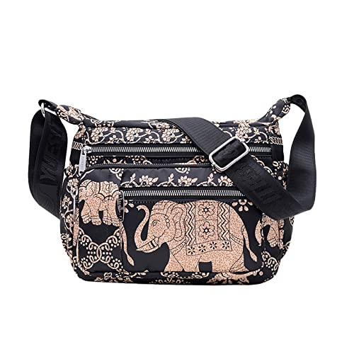Damen Tasche Nylon Bedruckt One Shoulder Messenger Bag Casual Mutter Tasche Große Kapazität Damen Messenger Bag Canvas Tasche über der Schulter Tasche, F, Einheitsgröße von Generisch