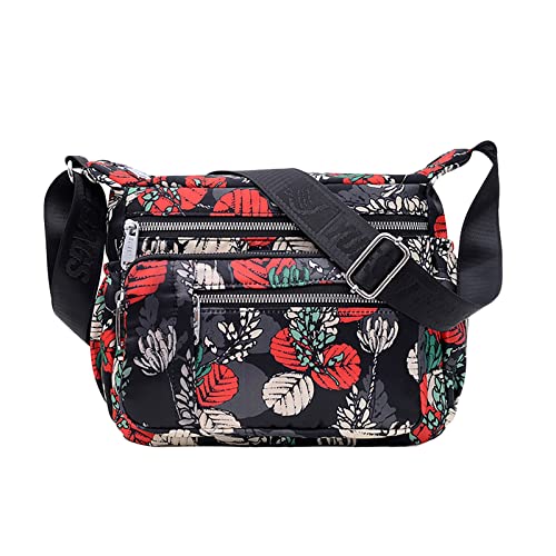 Damen Tasche Nylon Bedruckt One Shoulder Messenger Bag Casual Mutter Tasche Große Kapazität Damen Messenger Bag Canvas Tasche über der Schulter Tasche, e, Einheitsgröße von Generisch
