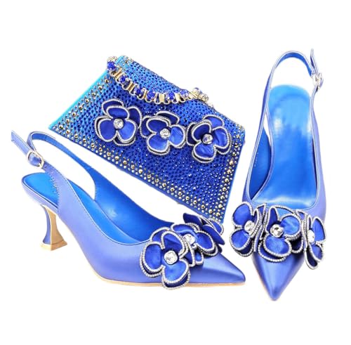 Damen Taschen mit spitzem Absatz und einfarbigen Blumendetails, Strass-Design, 106, 42.5 EU von Generisch