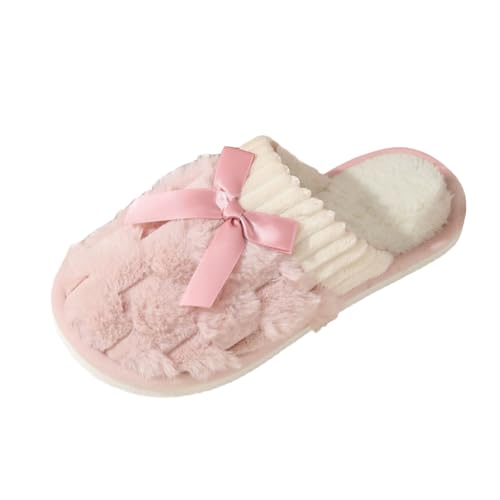 Damen Teddy-Fleece-Hausschuhe Memory Foam Hausschuhen Rutschfester Pantoffeln Slipper Frauen Bequeme Slippers Indoor Outdoor von Generisch