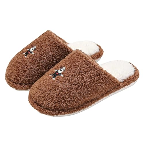 Damen Teddy-Fleece-Hausschuhe Winter Warme Plüsch Pantoletten Wildleder Memory-Schaum Slippers Hausschlappen Hauslatschen Hauspantoffeln, Gästepantoffeln Filzhausschuhe von Generisch