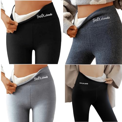 Damen Thermo Leggings Gefütterte Thermische Dehnbar Leggings Winter Verdickte Warme Leggins Slim Strumpfhose Hohe Taille Fleece Plüschleggings von Generisch