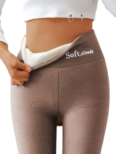 Damen Thermo Leggings Gefütterte Thermische Dehnbar Leggings Winter Verdickte Warme Leggins Slim Strumpfhose Hohe Taille Fleece Plüschleggings von Generisch