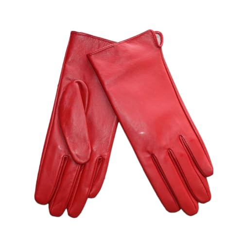 Damen-Touchscreen-Handschuhe, Leder, dünn, ungefüttert, klassisch, einfarbig, gerade Fahrhandschuhe, rot, 8.5 von Generisch