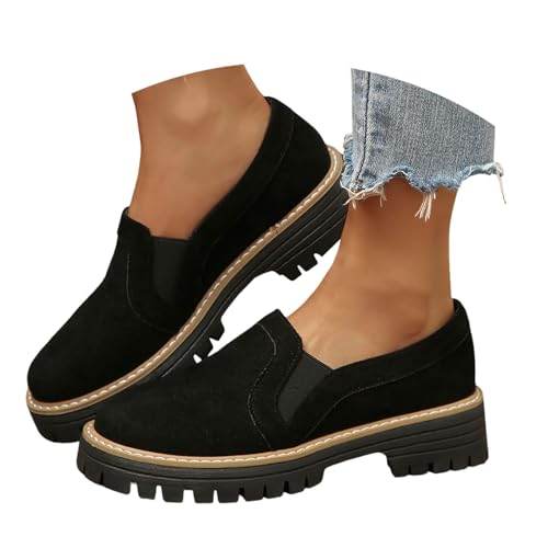 Damen Trachten Haferlschuhe - Traditionelle Wildleder Bequem Hochwertig Mit Dicker Sohle Halbschuhe Stilvoll Robust Weiches Komfort Größe 37-42 Freizeitschuhe Alltag Volksfest Feierlichkeiten von Generisch