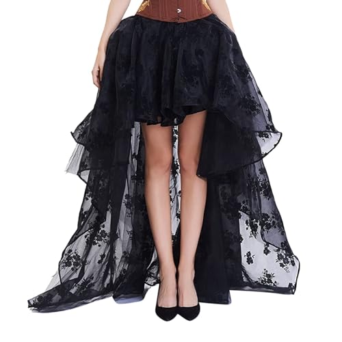 Damen Tüll Röcke - Damen Faltenrock Tüllrock Ballkleid Abendkleid Zubehör Karneval Tutu Petticoat Vorne Kurz Hinten Lang Plissiert Rock Für Karneval Kostüm Brautjungfer Hochzeit von Generisch