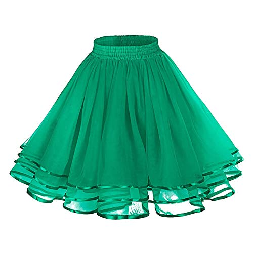 Damen Tüllrock Kurz Retro Rock Hohe Taille Tutu Rock Tüllrock Retro Ballett Blase Petticoat 50er Tutu Unterrock Tütü Minirock Reifrock Unterrock Kleid Tüll Underskirt Karneval (Green-4, One Size) von Generisch