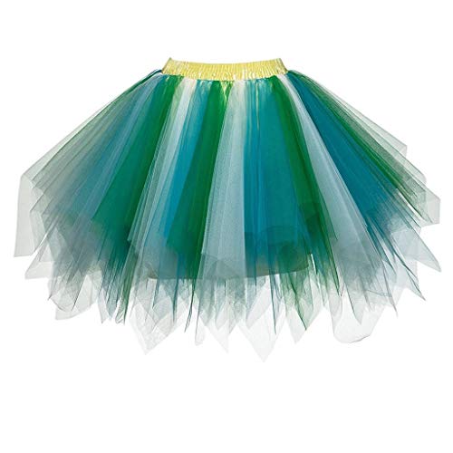 Damen Tüllrock tütü Rock 50er Rockabilly Petticoat Tutu Unterrock Kurz Ballett Tanzkleid Cosplay Ballkleid Abendkleid Damen Karneval Kostüm Tüllrock 50er Tütü Rock Ballett (R2-Q, Einheitsgröße) von Generisch