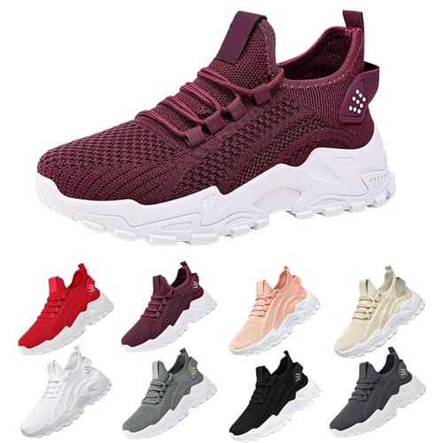 Damen Turnschuhe Mesh Sneaker SchnüRen Sportschuhe Laufschuhe Hallenschuhe Walkingschuhe Indoor Fitnessschuhe Joggingschuhe Leichte Atmungsaktiv Schuhe Tennisschuhe Schlupfschuhe von Generisch