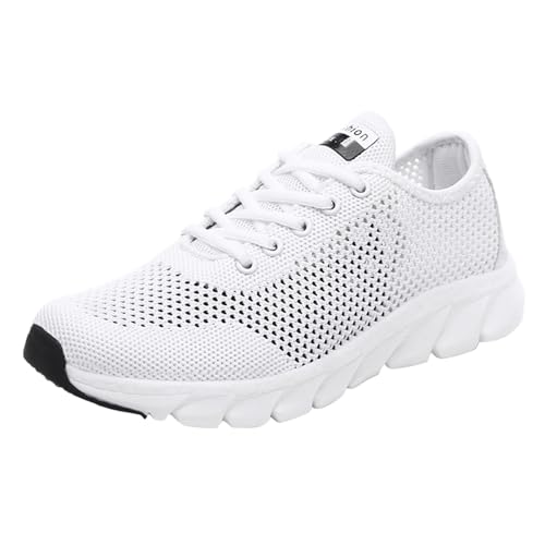 Damen Turnschuhe Sneaker Schuhe Damen Sportschuhe Atmungsaktiv Laufschuhe Lässig Leichte Mädchen Casual Sneaker & Sportschuhe Für Damen Bequemer Golfschuhe Klassisch Damen-Laufschuhe (9-White, 41) von Generisch