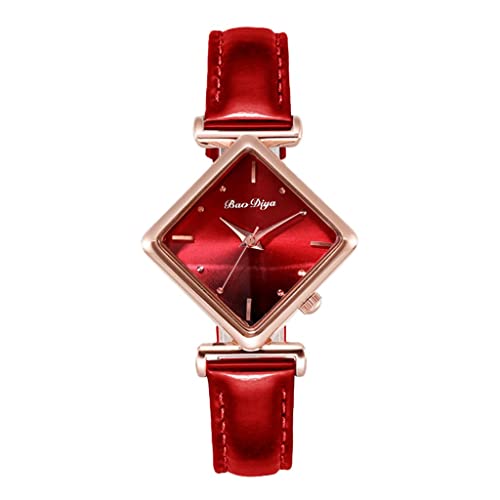 Damen-Uhren Uhr Damen Quarz Sleek Geometric Gradient Minimalist Damenuhr (Red, One Size) von Generisch