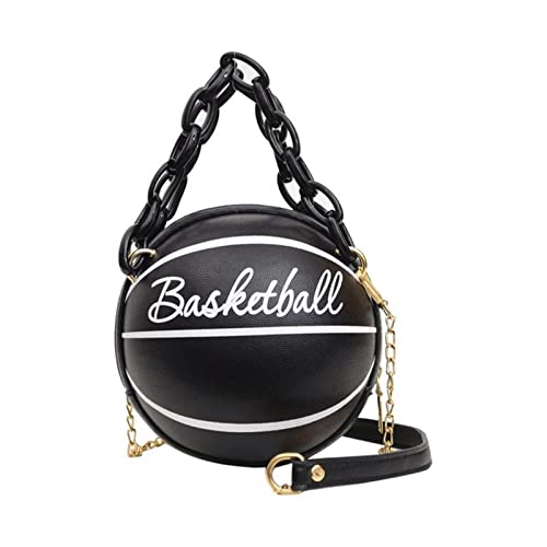 Damen-Umhängetasche, Kette, Basketball-Form, Geldbörse, runder Körper, Handtasche, 400 ex, Kupplungskabel, Betätigungsarm, Schwarz , Einheitsgröße von Generisch