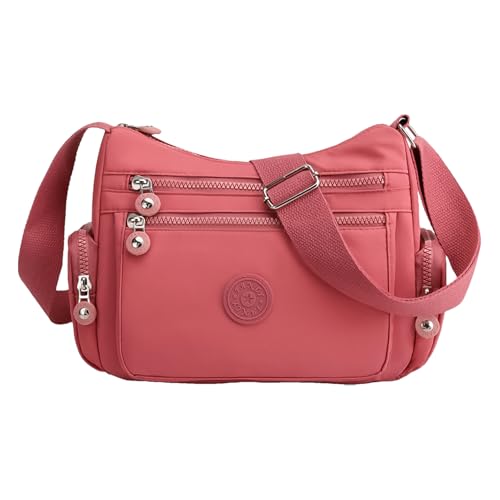 Damen-Umhängetasche, Nylon-Umhängetasche, wasserdichter Reißverschluss, Organizer mit mehreren Taschen, für Reisen, Schule, Outdoor, rose, Refer to description von Generisch