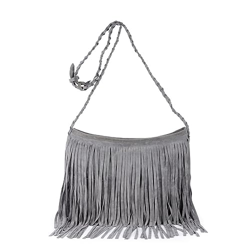 Damen-Umhängetasche, Quaste, Kuriertasche, Umhängetasche, Handytasche, transparente Umhängetasche, grau, Einheitsgröße von Generisch