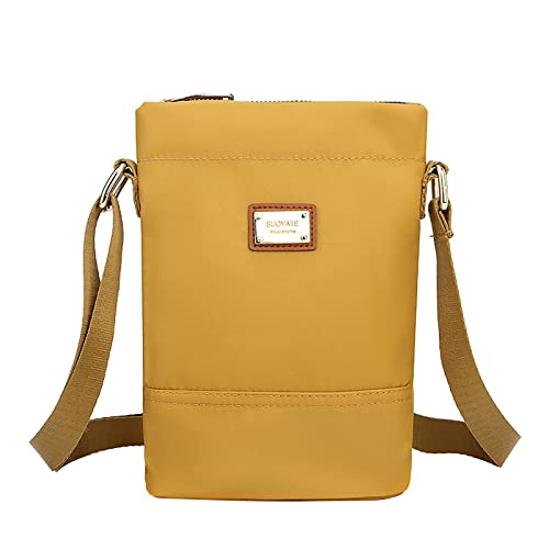 Damen-Umhängetasche, einfarbig, leicht und einfach, aus Nylon, eine Schulter, Kuriertasche, Handy-Wechseltasche, Stofftasche über die Schultertaschen für Frauen, gold, Einheitsgröße Damen-Umhängetasche, einfarbig, leicht und einfach, aus Nylon, eine Schulter, Kuriertasche, Handy-Wechseltasche, Stofftasche über die Schultertaschen für Frauen, gold, Einheitsgröße von Generisch