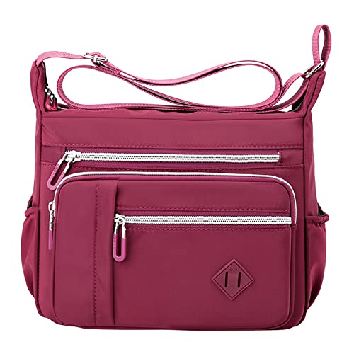 Damen-Umhängetasche, geräumig, mehrere Taschen, Umhängetasche, modische Tragetasche mit Tragegriff oben, Kamera-Schultertasche, hot pink, Einheitsgröße von Generisch