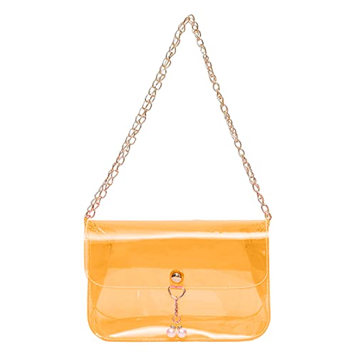 Damen-Umhängetasche, modische Perlenanhänger, transparente Schnalle, leicht und vielseitig, kleine Umhängetasche, Orange, Einheitsgröße Damen-Umhängetasche, modische Perlenanhänger, transparente Schnalle, leicht und vielseitig, kleine Umhängetasche, Orange, Einheitsgröße von Generisch