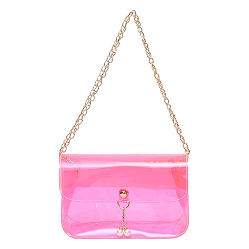 Damen-Umhängetasche, modische Perlenanhänger, transparente Schnalle, leicht und vielseitig, kleine Umhängetasche, hot pink, Einheitsgröße Damen-Umhängetasche, modische Perlenanhänger, transparente Schnalle, leicht und vielseitig, kleine Umhängetasche, hot pink, Einheitsgröße von Generisch