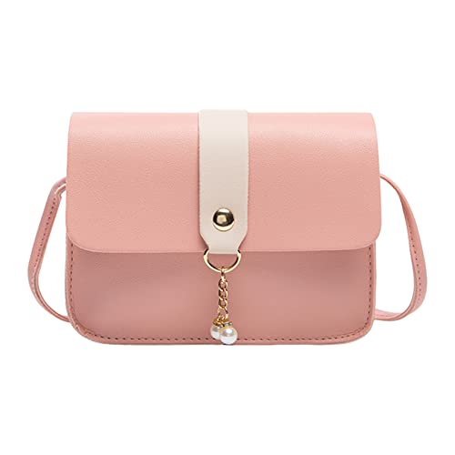 Damen-Umhängetasche, modische Perlenanhänger, weiche Lederschnalle, leichte und vielseitige Umhängetasche Jogginghose Herren Taschen Reißverschluss (RD1, One Size) von Generisch