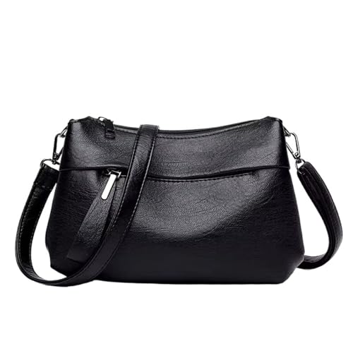 Damen Umhängetasche Umhängetasche Atmosphäre Crossbody Messenger Bag Damen Große Kapazität Mutter Handtasche Weich Leder Tasche, Schwarz, Einheitsgröße von Generisch