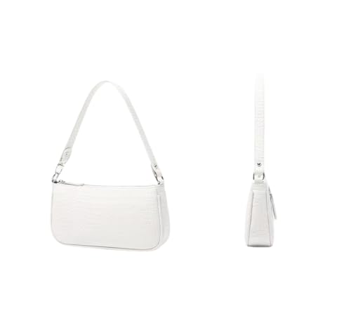 Damen Umhängetasche Vintage Retro – Kleine Schultertasche mit Krokoprägung im 90er Jahre Stil, Handtasche Mini Bag als Henkeltasche für Frauen (Klassisches Design) von Generisch