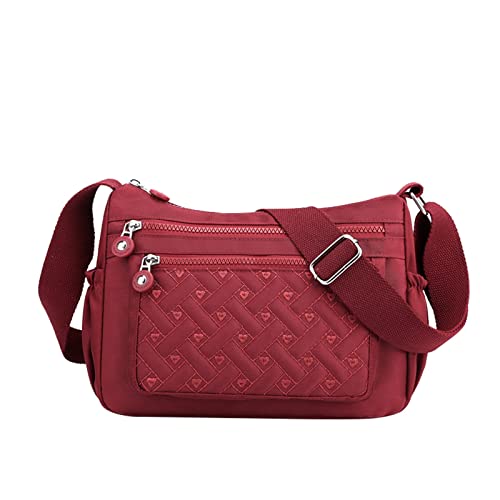 Damen-Umhängetasche mit mehreren Taschen, lässige Umhängetasche, Kuriertasche, Handtasche, Schultertasche für die Schule, rot, Einheitsgröße von Generisch