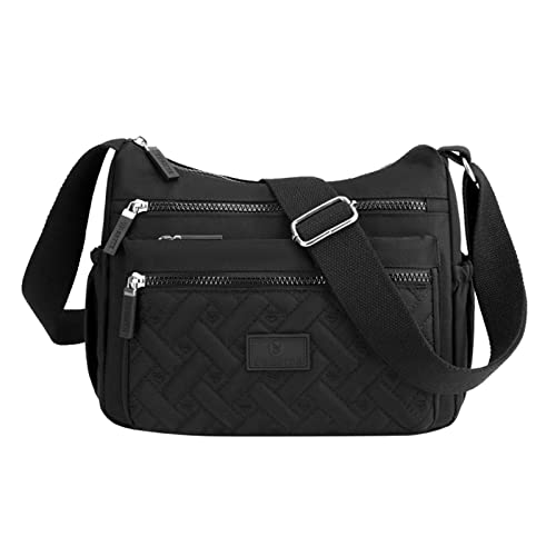 Damen-Umhängetasche mit mehreren Taschen, lässige Umhängetasche, Kuriertasche, Handtasche für den täglichen Gebrauch, Reisen, Herren-Schultertasche, Schwarz , Einheitsgröße von Generisch