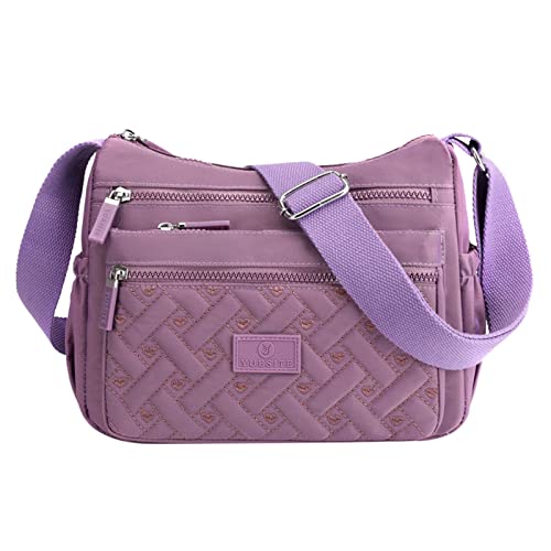 Damen-Umhängetasche mit mehreren Taschen, lässige Umhängetasche, Kuriertasche, Handtasche für den täglichen Gebrauch, Reisen, Herren-Schultertasche, violett, Einheitsgröße von Generisch