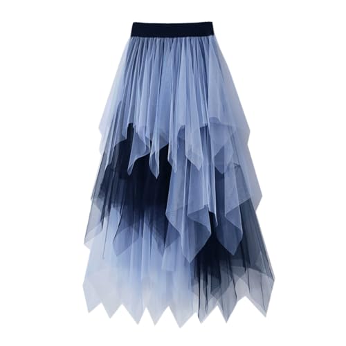 Damen Unregelmäßiger Tüllrock Mehrschichtiger Mesh Faltenrock A-Linie Hoher Taillierter Rock Ballett Tutu Abschlussball Party Karneval Party Rock von Generisch
