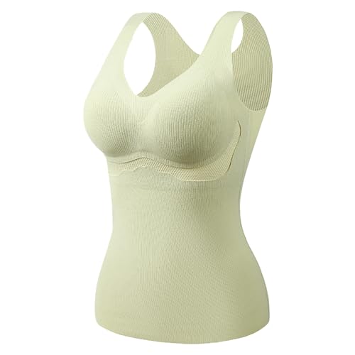 Damen Unterhemd BH Hemd Seamless Tank Top Bauch Weg V-Ausschnitt Weste Spitze Figurformende Cami Shapewear mit integriertem BH Ohne Bügel Bustier Camisole Formendes Unterwäsche von Generisch