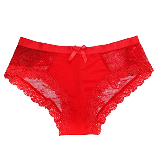Damen Unterwäsche Spitze Tanga Durchsichtig Thong Weich Niedrige Taille String Tanga Bequem Atmungsaktive Pantys Dessous Underwear Für Damen Soft Slips No Show Hipster Rot von Generisch