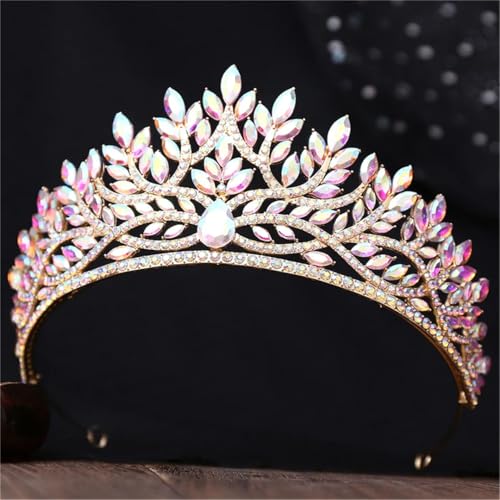Damen Vintage Kristallkrone Wassertropfen Braut Tiara Kopfschmuck Haarschmuck für Hochzeitskleid und Abschlussball von Generisch