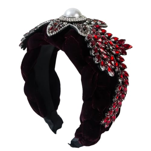 Damen Vintage Schwarz Strass Stirnband Party Perlen Pailletten Verziert Kopfbedeckung Breites Fleece Stirnband von Generisch
