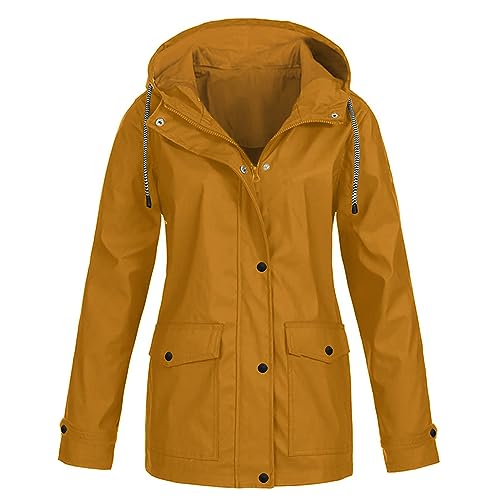 Damen Wanderjacke Outdoor Jacke Leichte Übergangsjacke Winddichte Jacke Wasserdicht Regenjacke Atmungsaktiv Funktionsjacke mit Abnehmbarer Kapuze Damen üBergangsjacke Regenmantel Damen GefüTtert Lang von Generisch