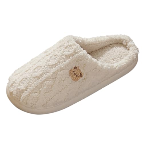 Damen Warme Hausschuhe, Winterschuhe Damen Gefüttert Slippers Wärme Filzhausschuhe Einfarbig Plüschhausschuhe Atmungsaktiv Hauspantoffeln Superweiche Winterschuhe Liebespaar Pantoffeln von Generisch