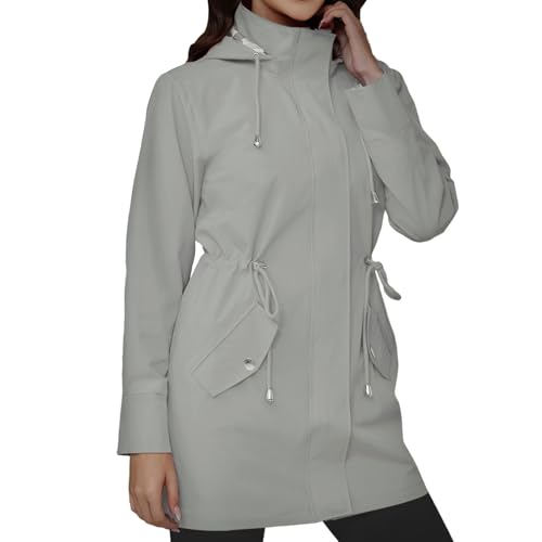 Damen Wasserdicht Atmungsaktiv Regenjacke Softshelljacke Einfarbig Regenmantel Packbare mit Kapuze Ubergangsjacken ​Windjacke Wandern Regenjacken Wanderjacke für Frühling und Herbst von Generisch