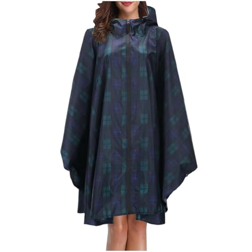 Damen Wasserdicht Regenponcho Fahrrad Regencape Wiederverwendbar mit Kapuze Reißverschluss Herren Regenmäntel Leichte Regenjacke mit Tasche Pink Leopard Gelbe Grau Armeegrün Blau Dunkelblau Rosa von Generisch