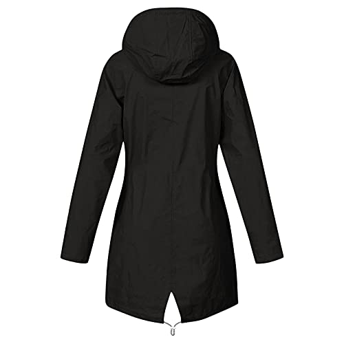 Damen Wasserdichte Regenjacke Atmungsaktiv Softshelljacke Elegant Einfarbig Regenmantel Outdoor Leichte Sommerjacke Lang Große Größen Übergangsjacke mit Kapuze Gefüttert Funktionsjacke von Generisch