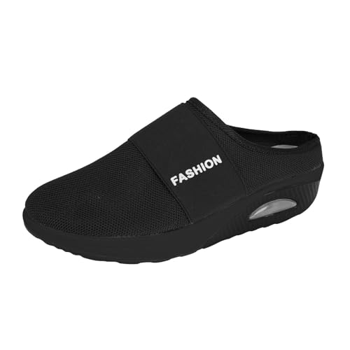 Damen Wedge Flip-Flops Stilvolle Casual Atmungsaktive Bequeme Orthopädische Hausschuhe mit Fußgewölbeunterstützung Slip On Wide Fit Luftkissen Mesh Turnschuhe Leicht Waschbar Weiche Rutschfeste Sohle von Generisch